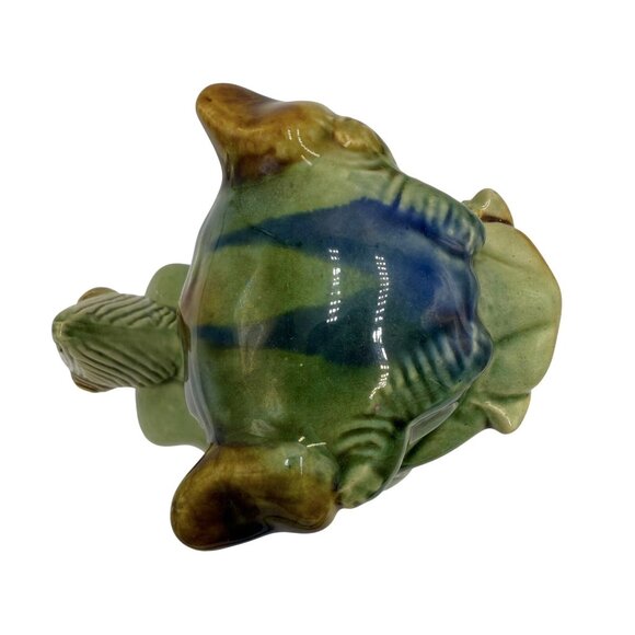 Vintage Foo Dog Blue Green Brown Chinese Lion Dragon Statue 7.25” - Picture 6 of 8